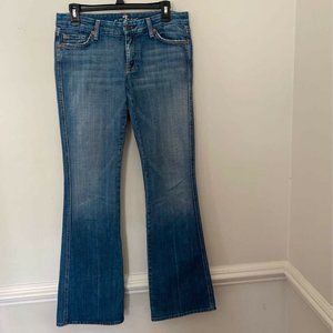 VIntage 7 For All Mankind Jeans Womens 28 Blue A Pocket Low Rise Flare Y2K Denim